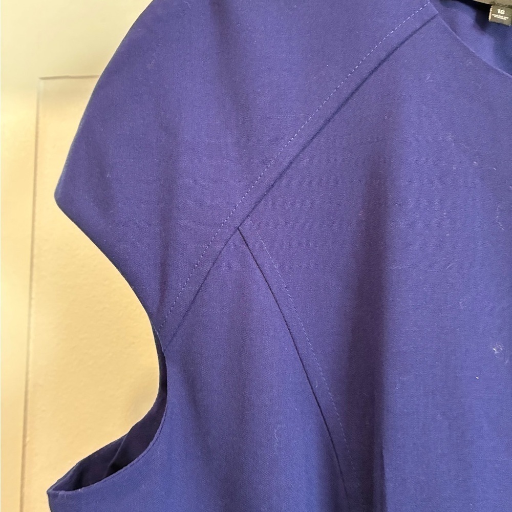 Lafayette 148 New York royal purple cap sleeve sheath pencil dress size 16 - Picture 3 of 6